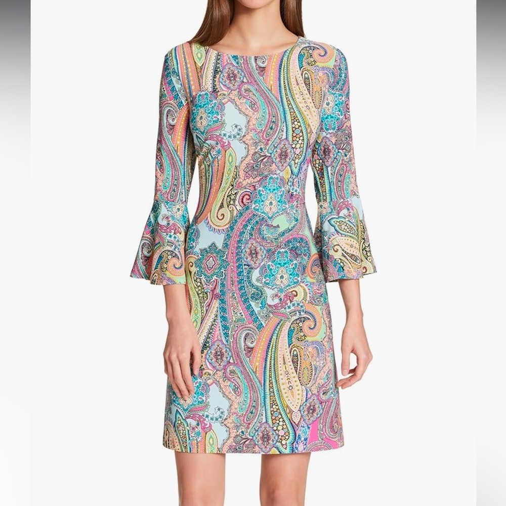 Tommy Hilfiger Colorful Paisley Bell Sleeve Dress- Size 4